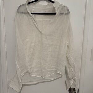 Frame Denim Women's White Gauzy Sheer Blouse